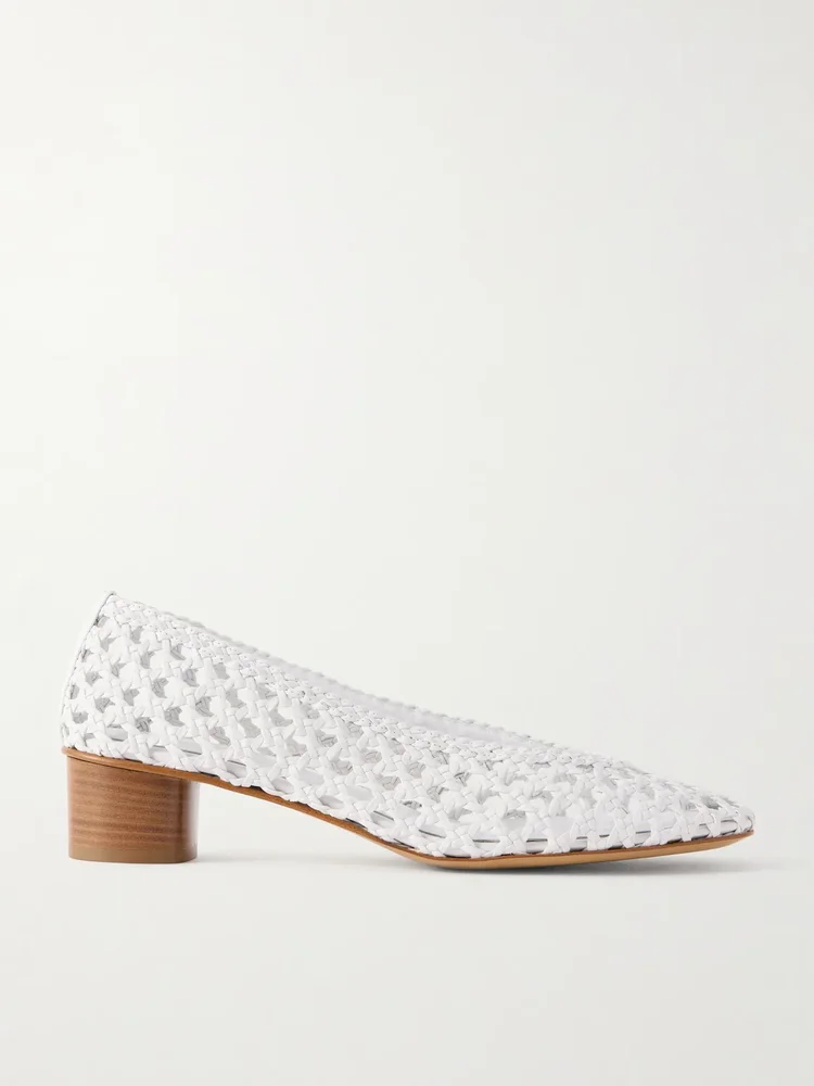 Woven 40 leather pumps in White