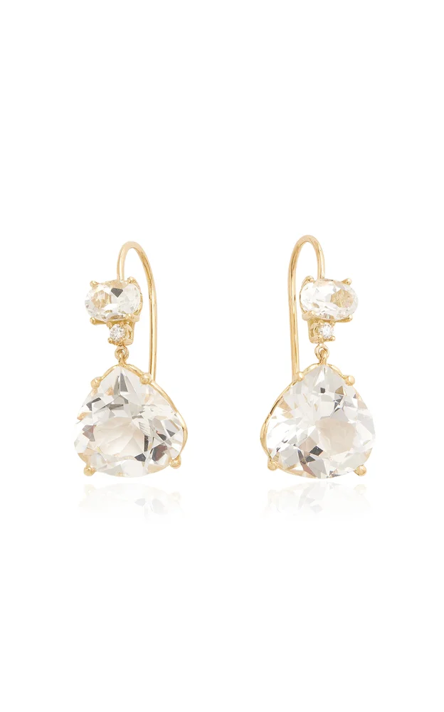 18K Yellow Gold Topaz and Diamond Earrings