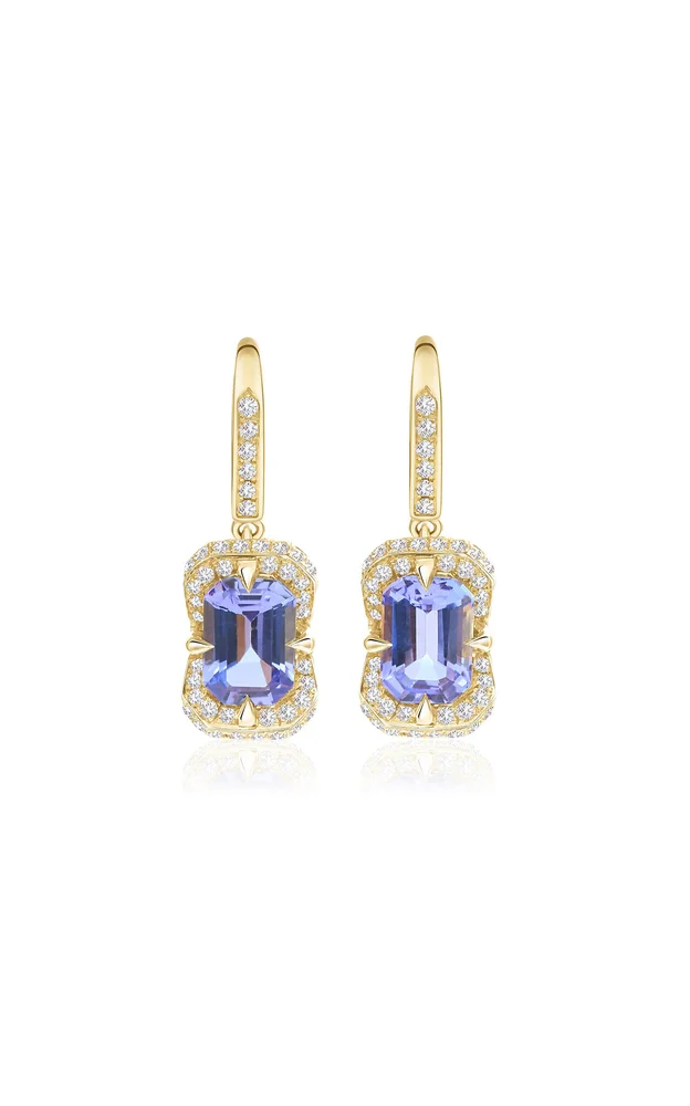 18K Yellow Gold Tanzanite & Diamond Aurora Earrings