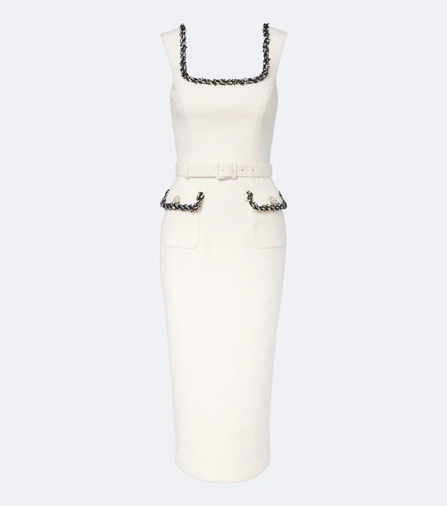 Jacquie belted tweed midi dress