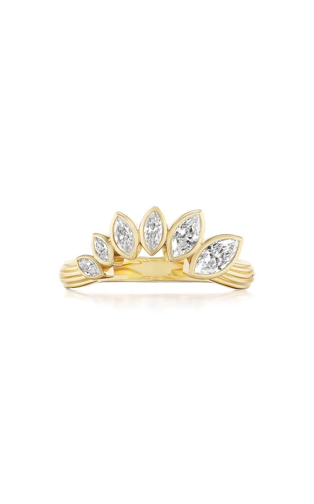 Graduating Petal 18K Yellow Gold Diamond Ring