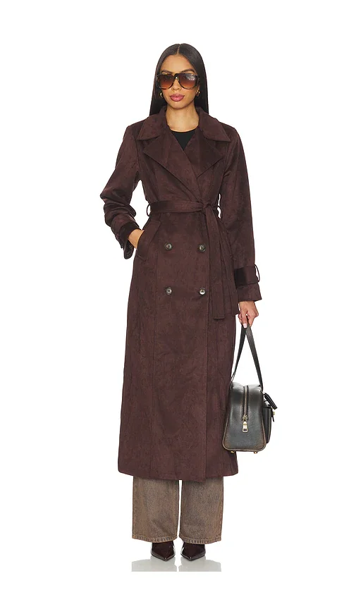 Sutton Faux Suede Trench Coat SNDYS