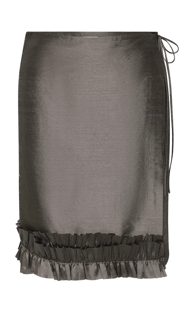 Silk Wrap Ruffle Mini Skirt