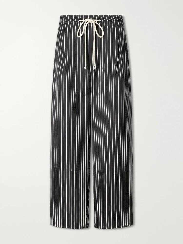 Balloon Drawstring habotai wide-leg pants