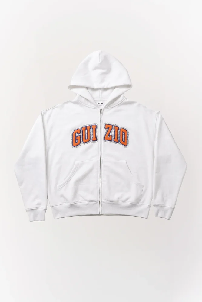 New York Forever Zip Up Oversized Studded Hoodie