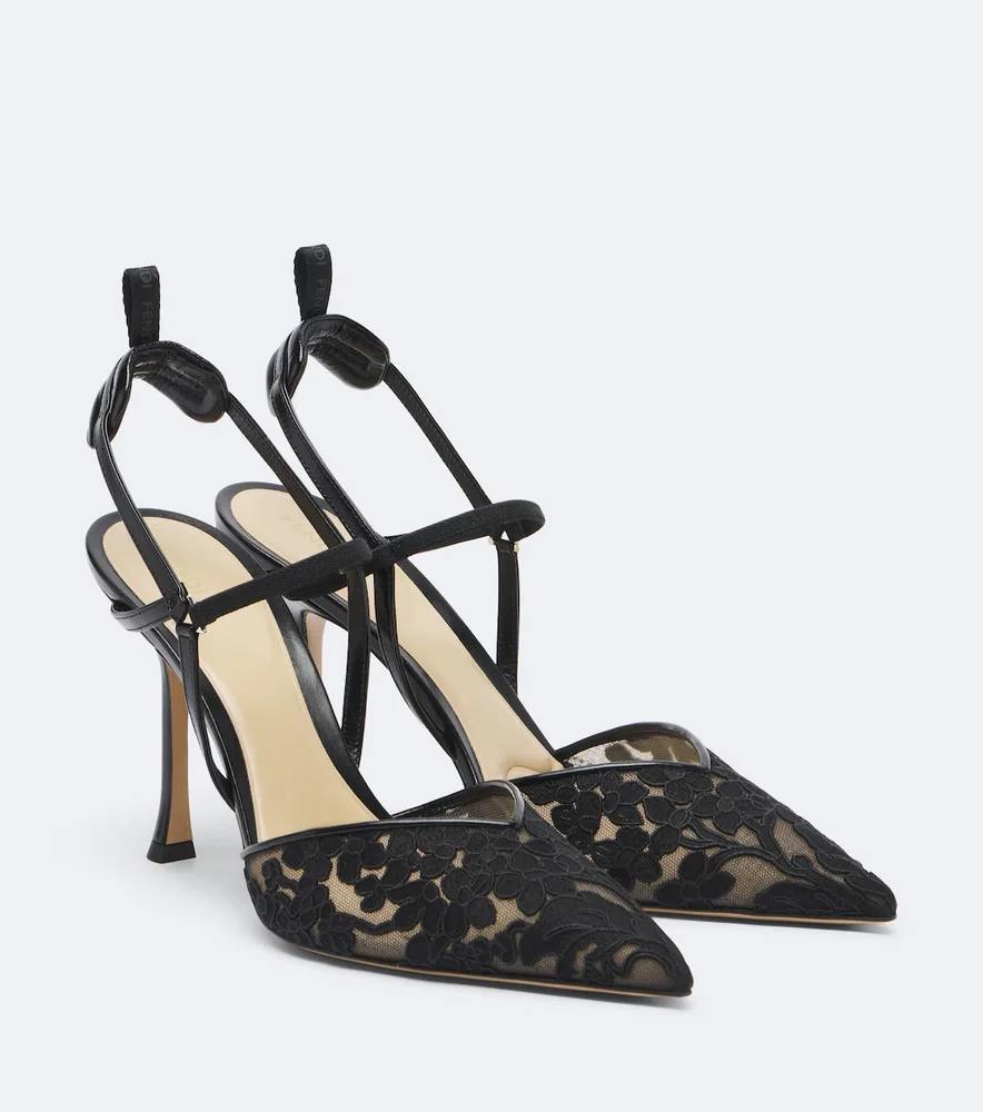 Colibrì floral lace slingback pumps