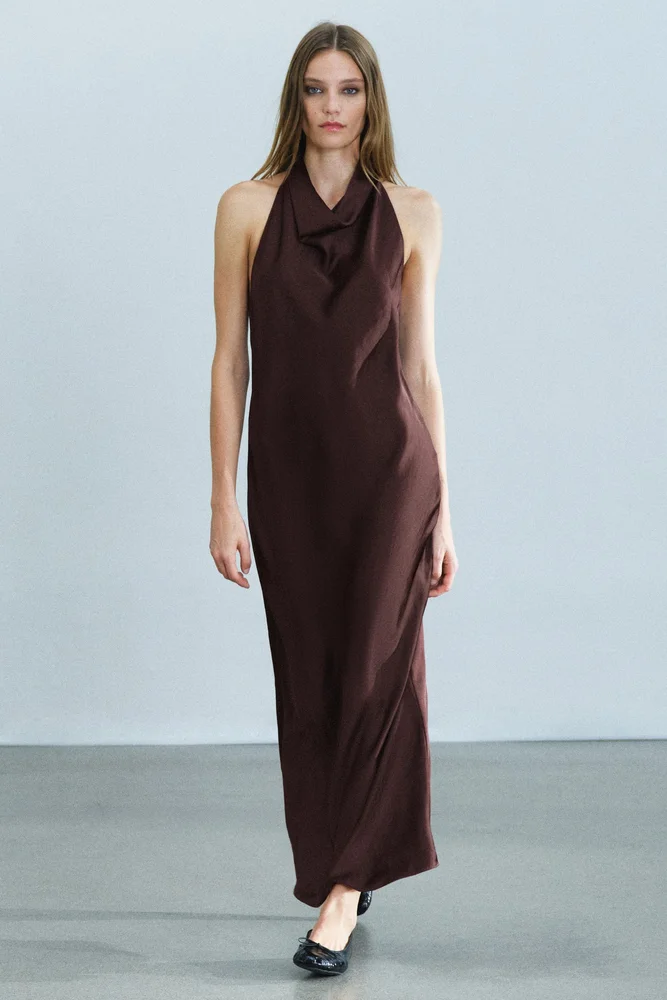 ZW Collection Halter Satin Midi Dress