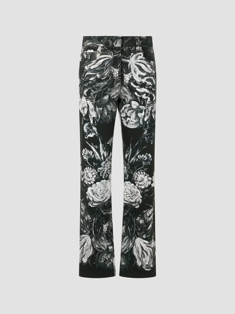 Floral Low-Rise Straight-Leg Jeans