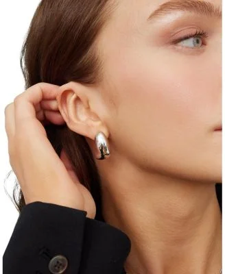 OradinaSterling Silver Contour Drop Earrings