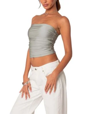 Maxeen Shiny Gathered Tube Top