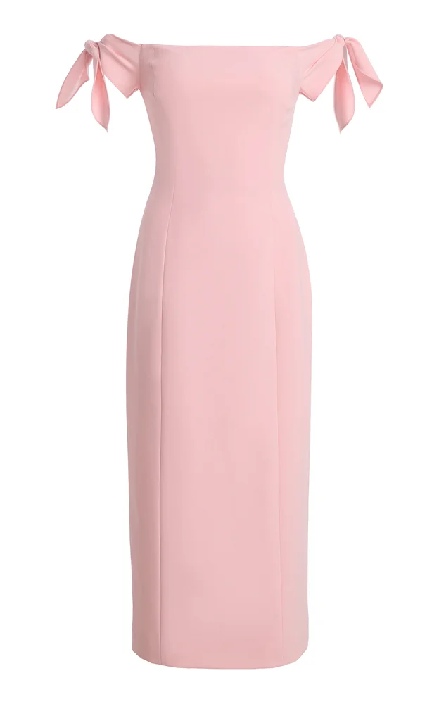 Off-The-Shoulder Crepe Midi Dress
