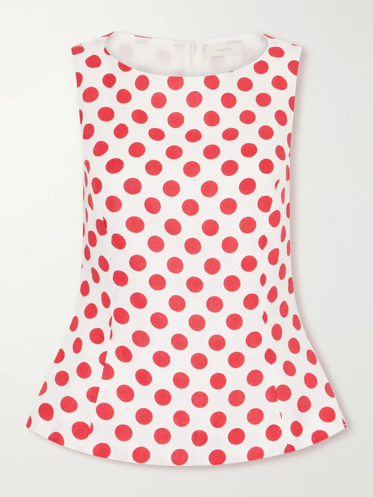 Ana polka-dot linen top