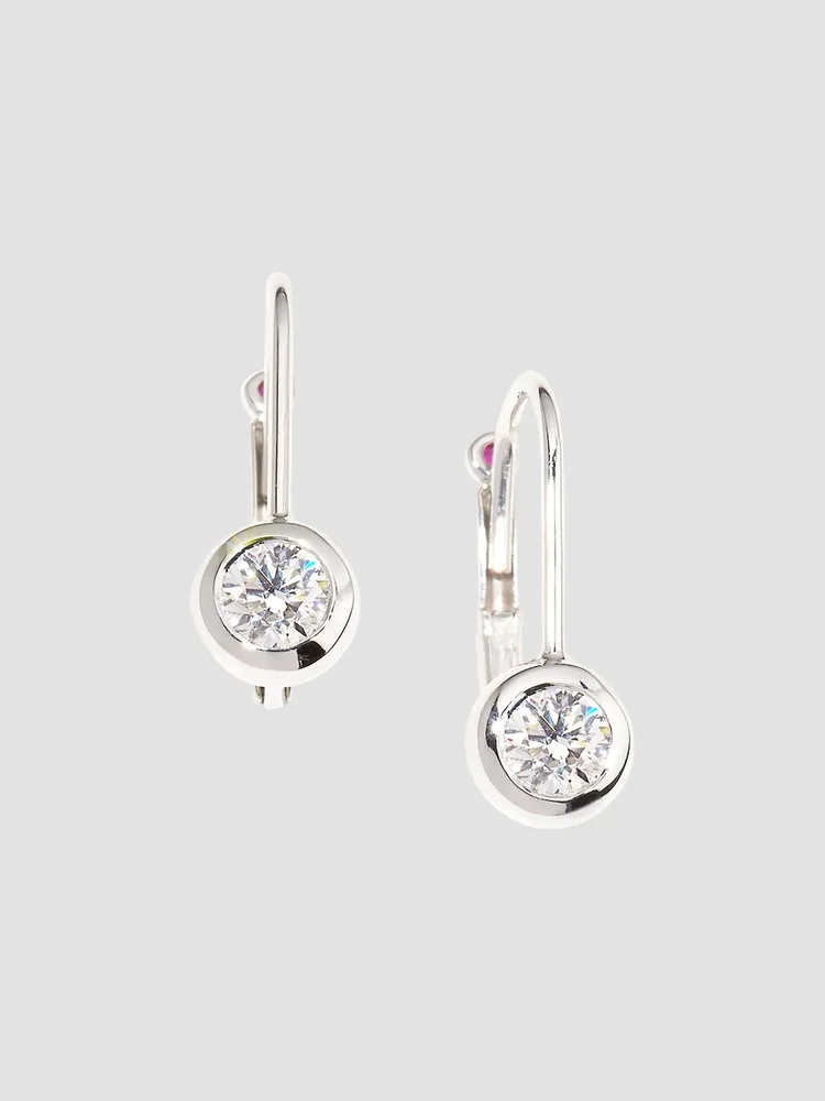 18K White Gold & 0.48 TCW Diamond Bezel-Drop Earrings
