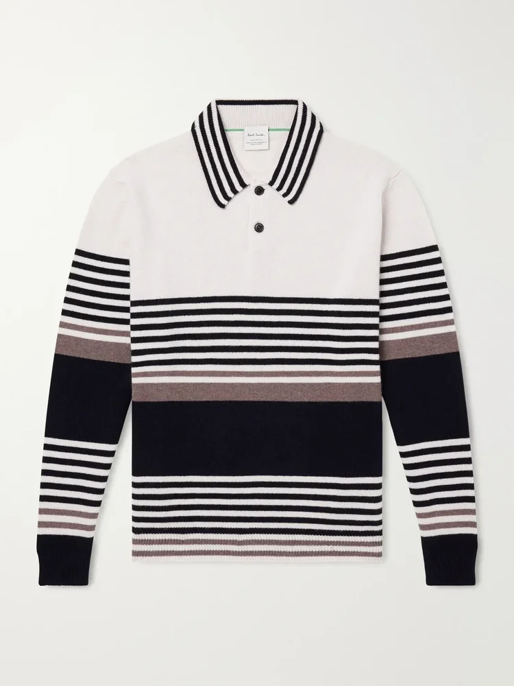 Striped Cashmere Polo Shirt