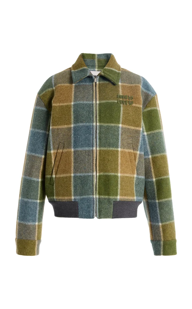 Checked Wool Blouson Jacket
