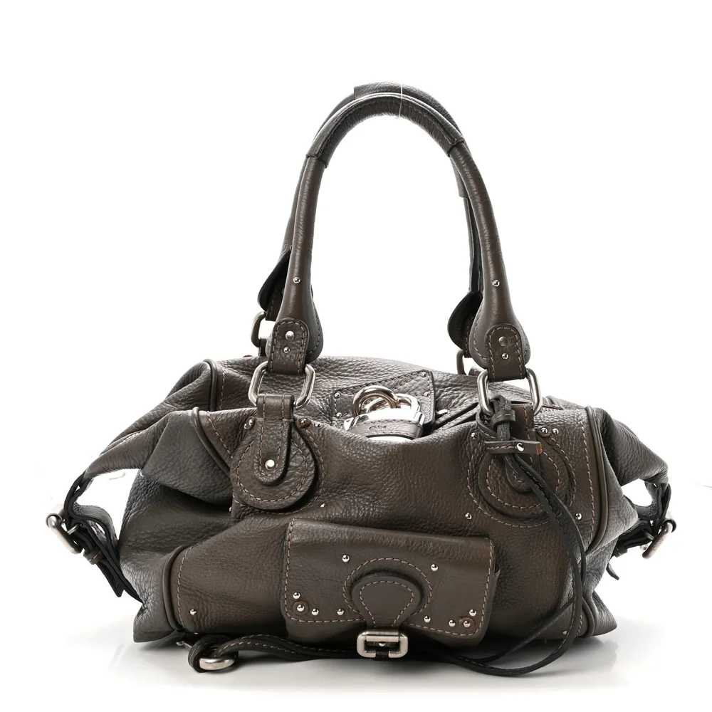 Pre-Owned Calfskin Medium Paddington Satchel, Gris Vert