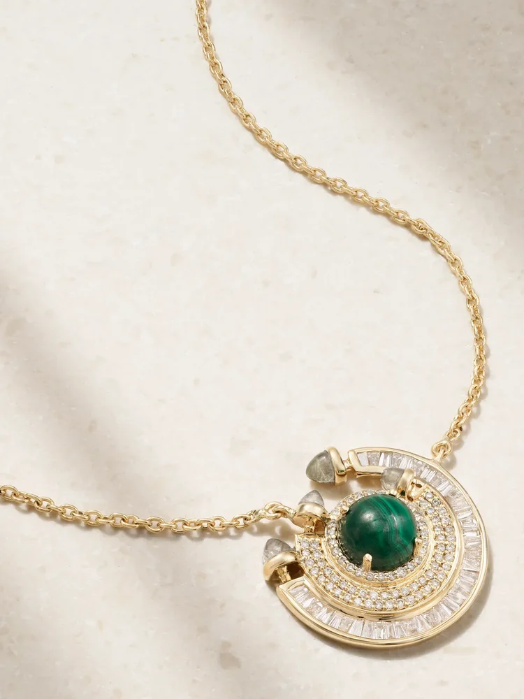 Chakra 18-karat gold multi-stone necklace
