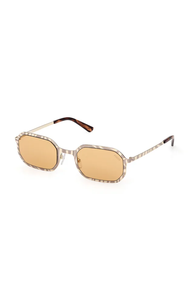 Rectangle-Frame Metal Sunglasses
