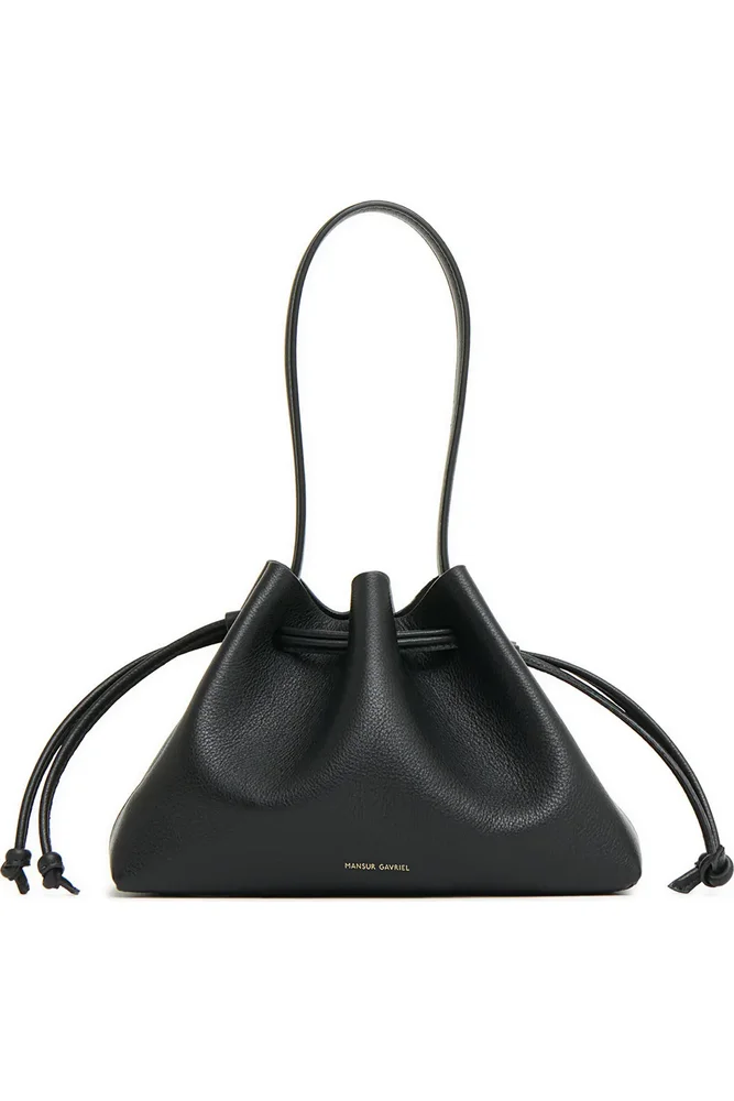Drawstring Pouchette, Black