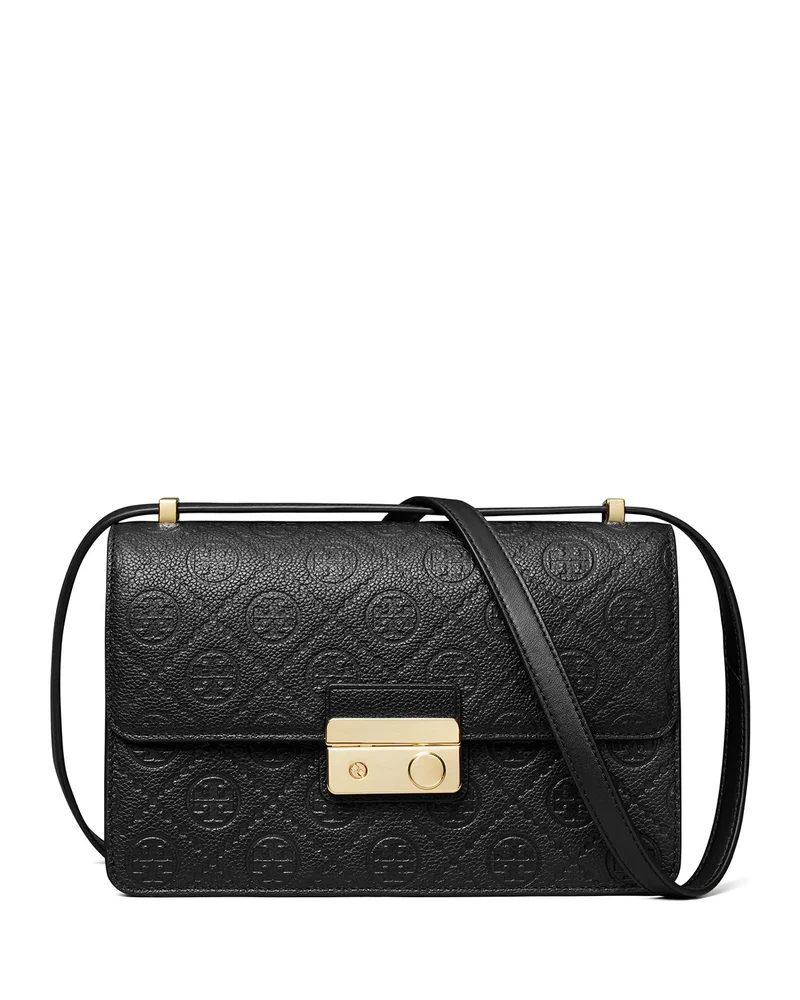 T Monogram Pebble Leather Shoulder Bag