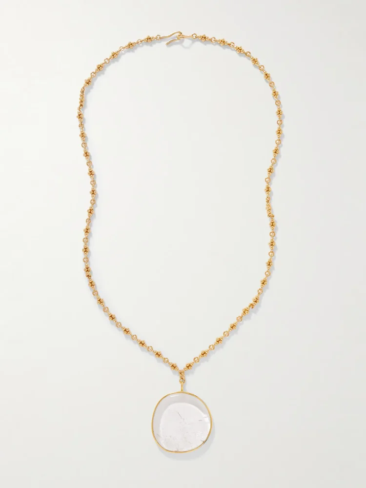 Gold-plated quartz necklace
