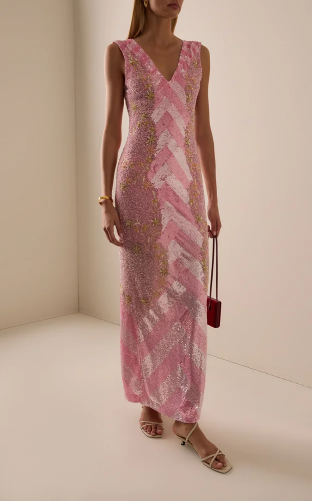 Petal Panorama Embellished Maxi Dress