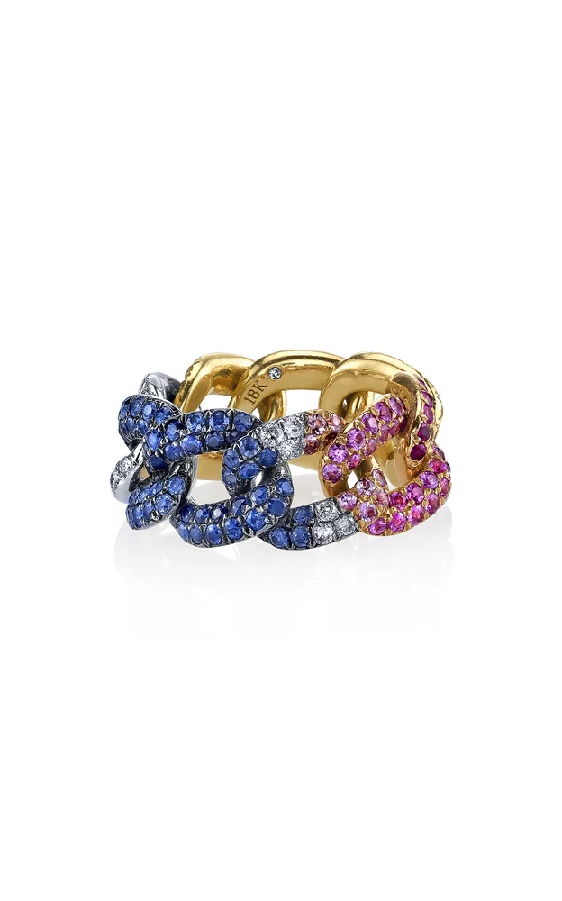 18K Gold Rainbow Essential Link Ring