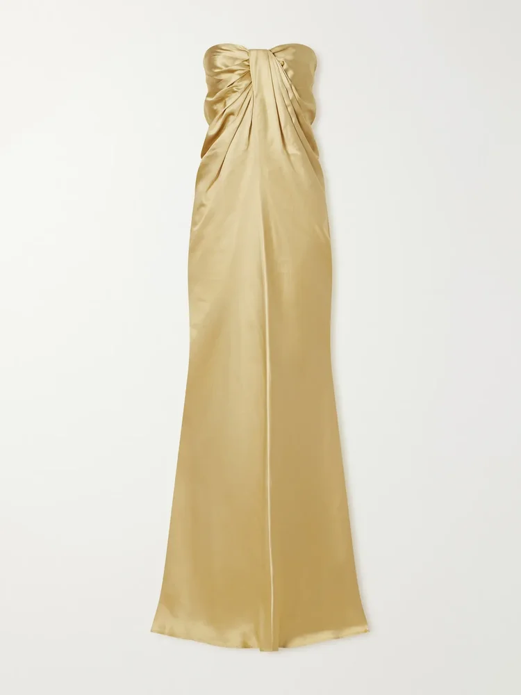 Zenaida strapless draped satin gown