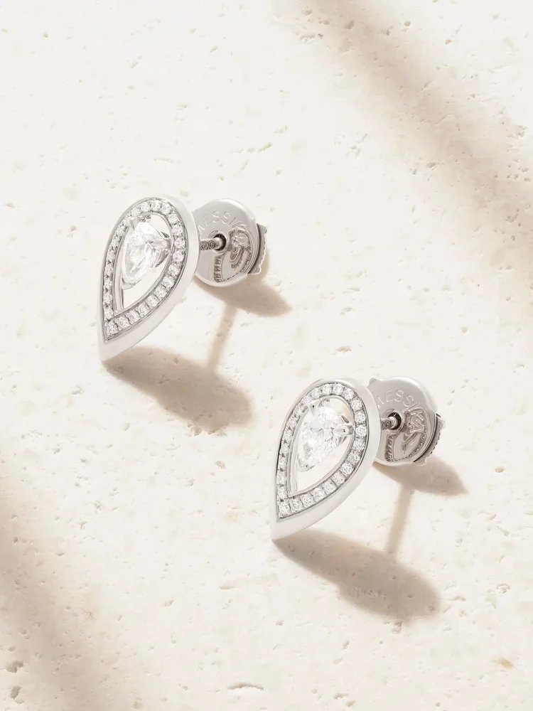 Firey 18-karat white gold diamond earrings