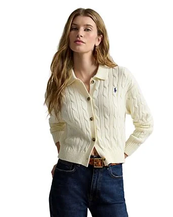 Polo Collar Cabled Cardigan