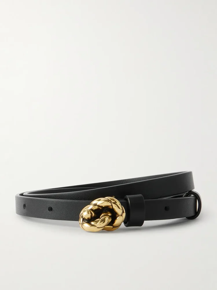 Knot embellished leather belt