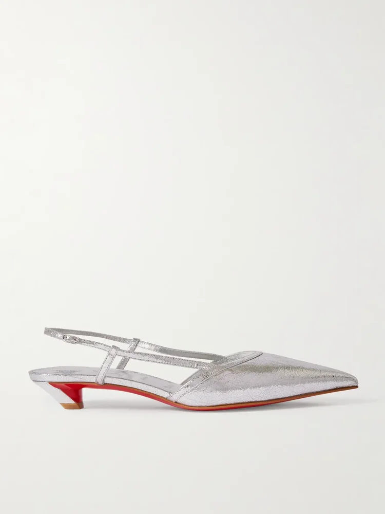 Miss Z Slingina 25 metallic crinkled-leather slingback pumps