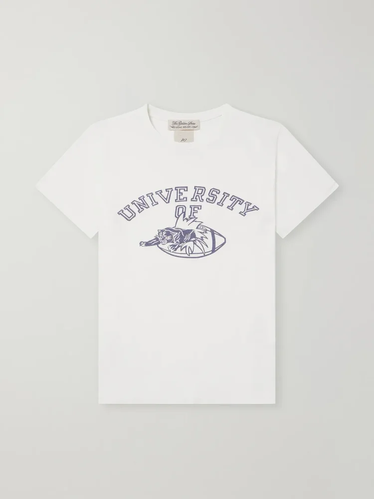 University Of Distressed Printed Cotton-Jersey T-Shirt