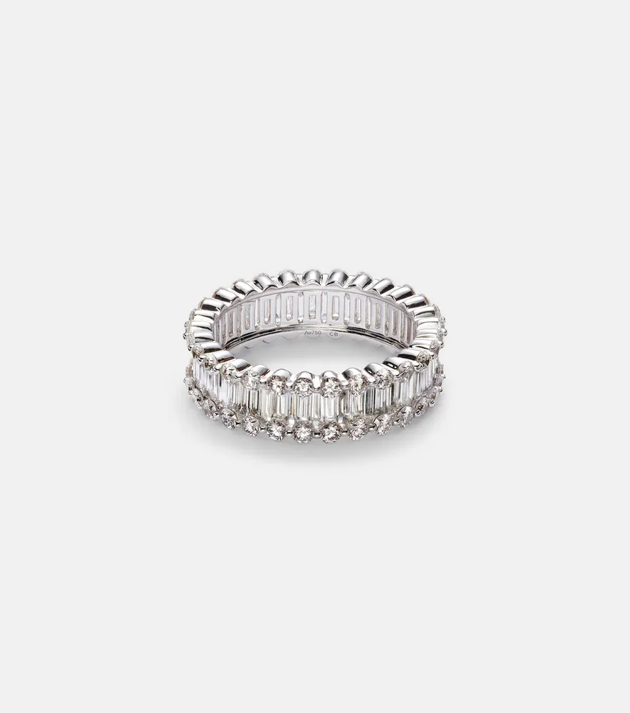 Baguette Love 18kt white gold ring with diamonds