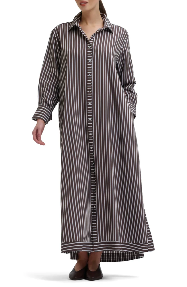 Sybil Stripe Long Sleeve Cotton Shirtdress