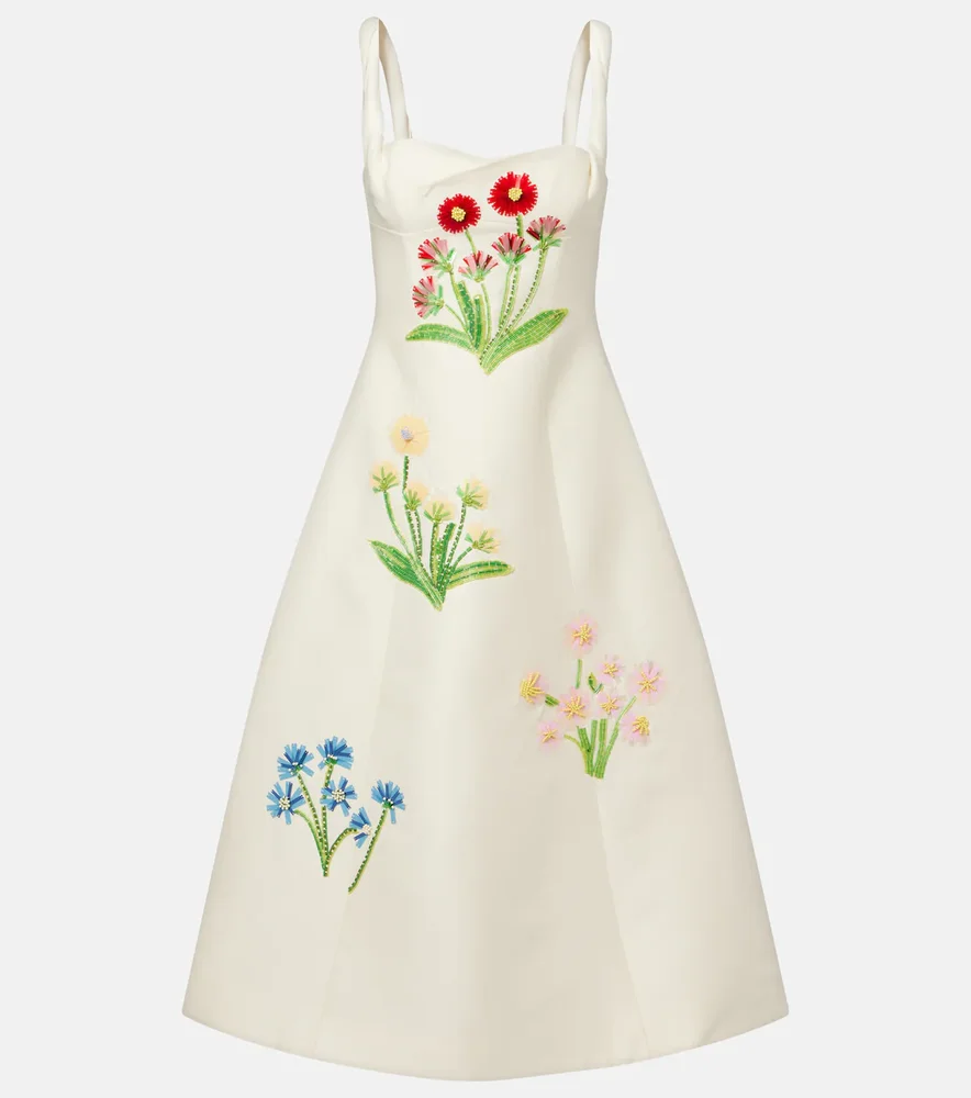 Beatrice embellished wool and silk midi dress