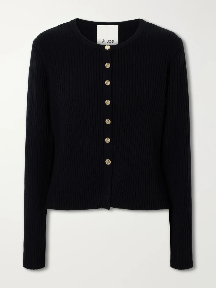 Wool and cashmere-blend ribbed cardigan