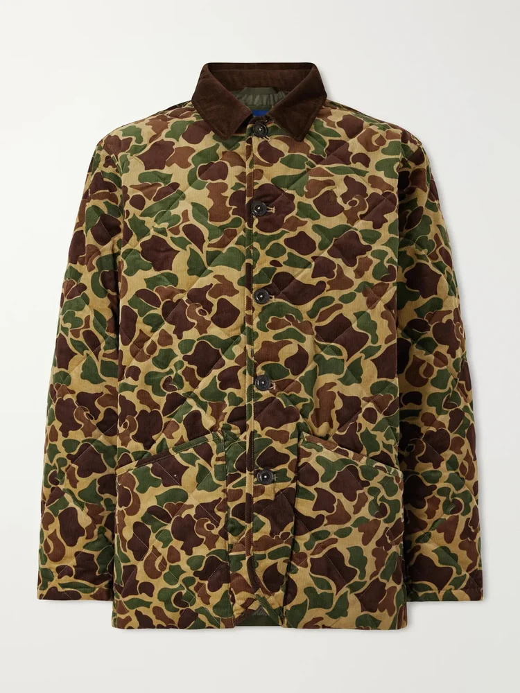 Logo-Embroidered Quilted Cotton-Corduroy Jacket