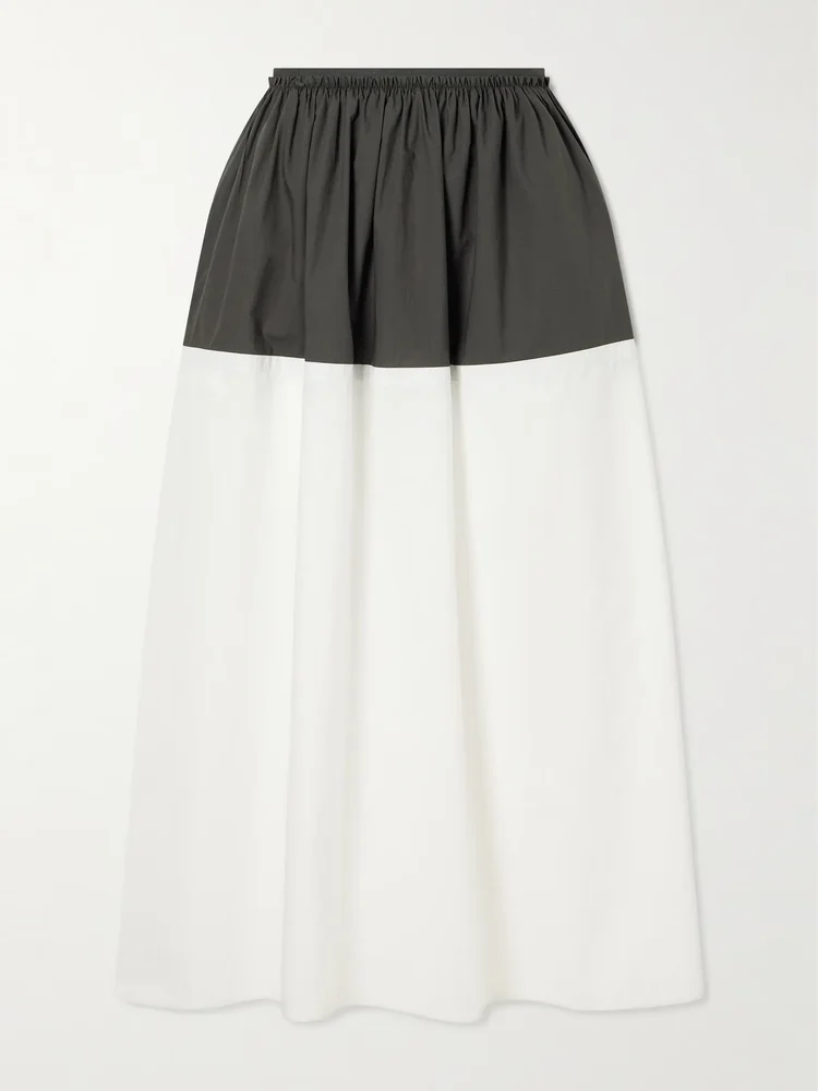 Nyla cotton-poplin midi skirt