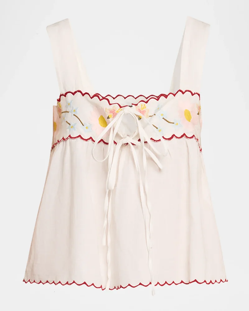 Ander Embroidered Cotton-Blend Top