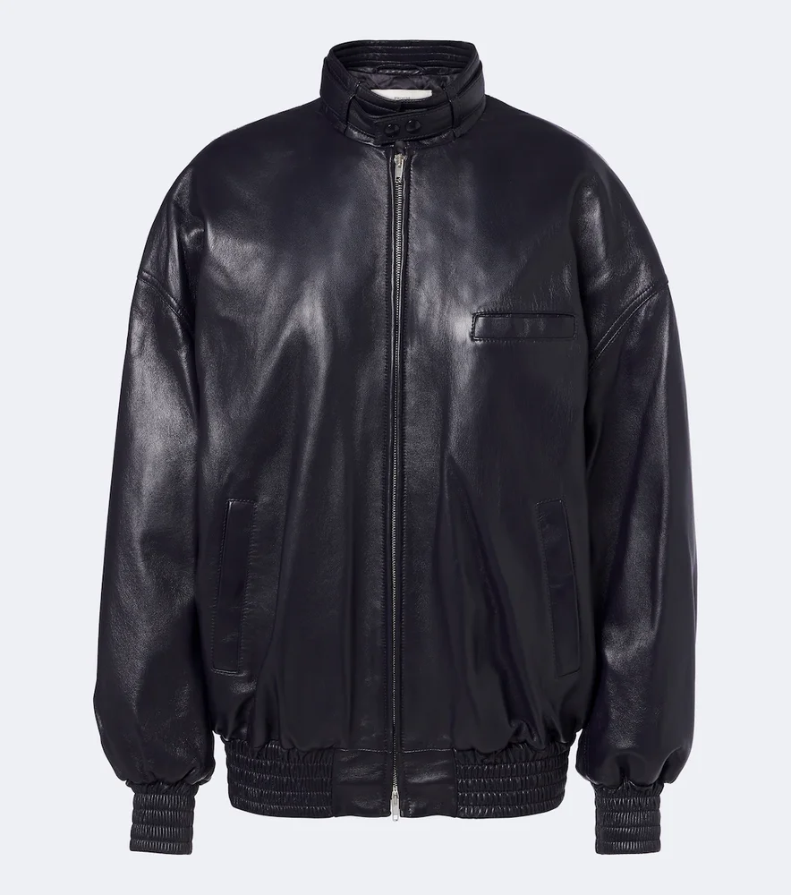 Leather bomber jacket
