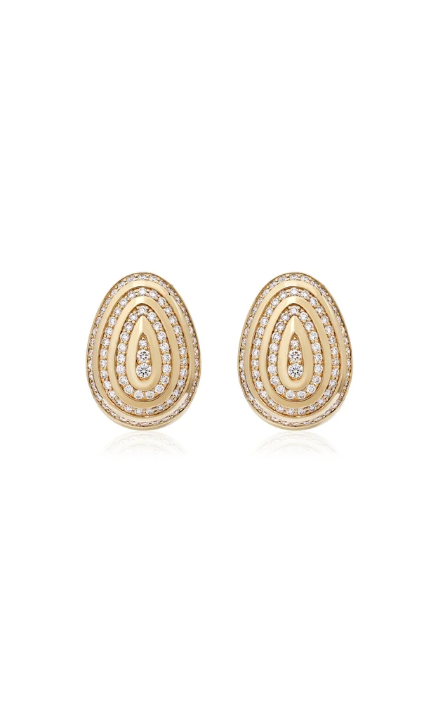 Cosmic Egg 18K Yellow Gold Diamond Orbit Earrings