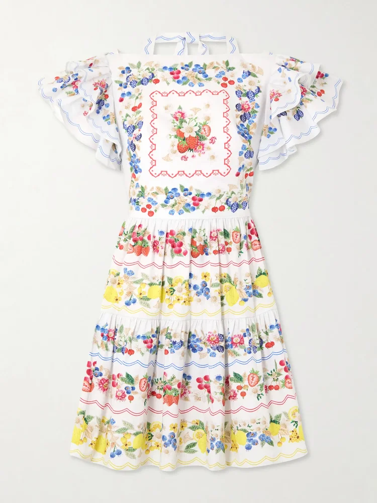 Margarita ruffled floral-print cotton-poplin mini dress