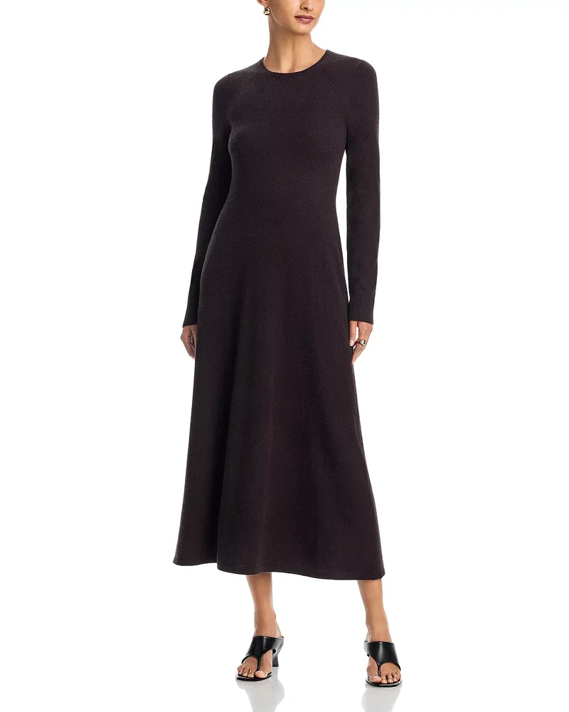 100% Cashmere Long Sleeve Midi Dress