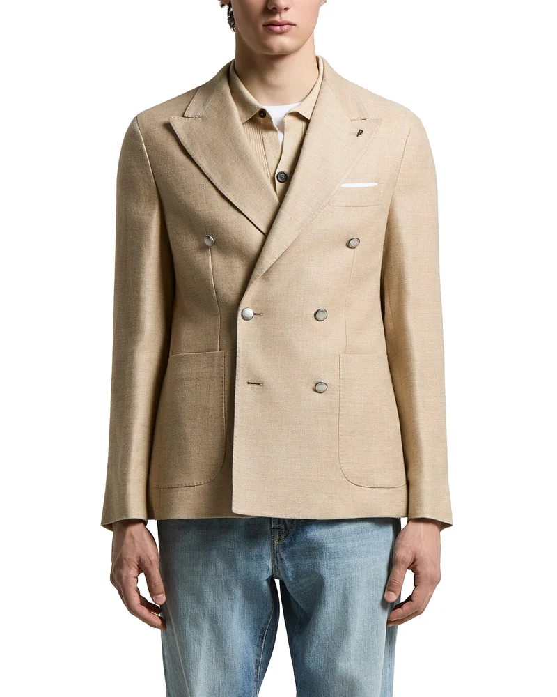 Regular Fit Six Button Double Breasted Linen & Wool Blazer
