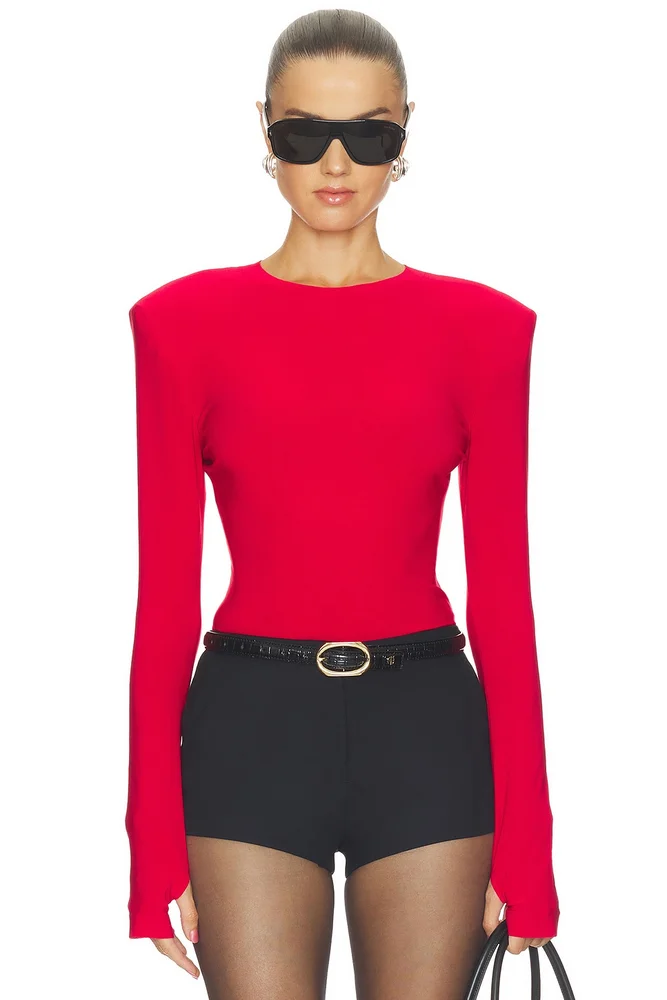 Shoulder Pad Long Sleeve Crew Top