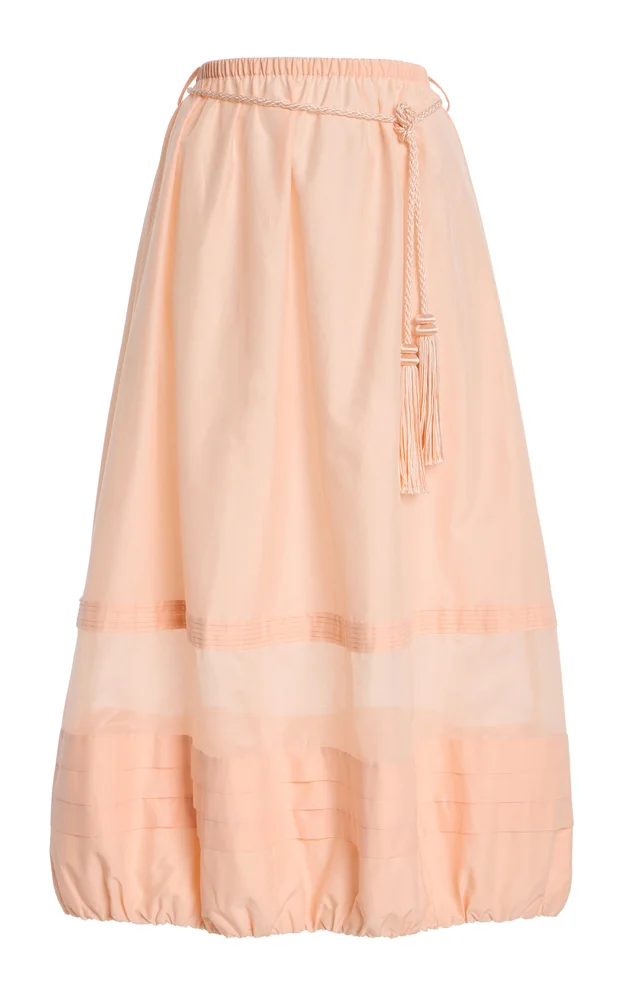 Exclusive La Isla Willow Cotton-Silk Midi Skirt