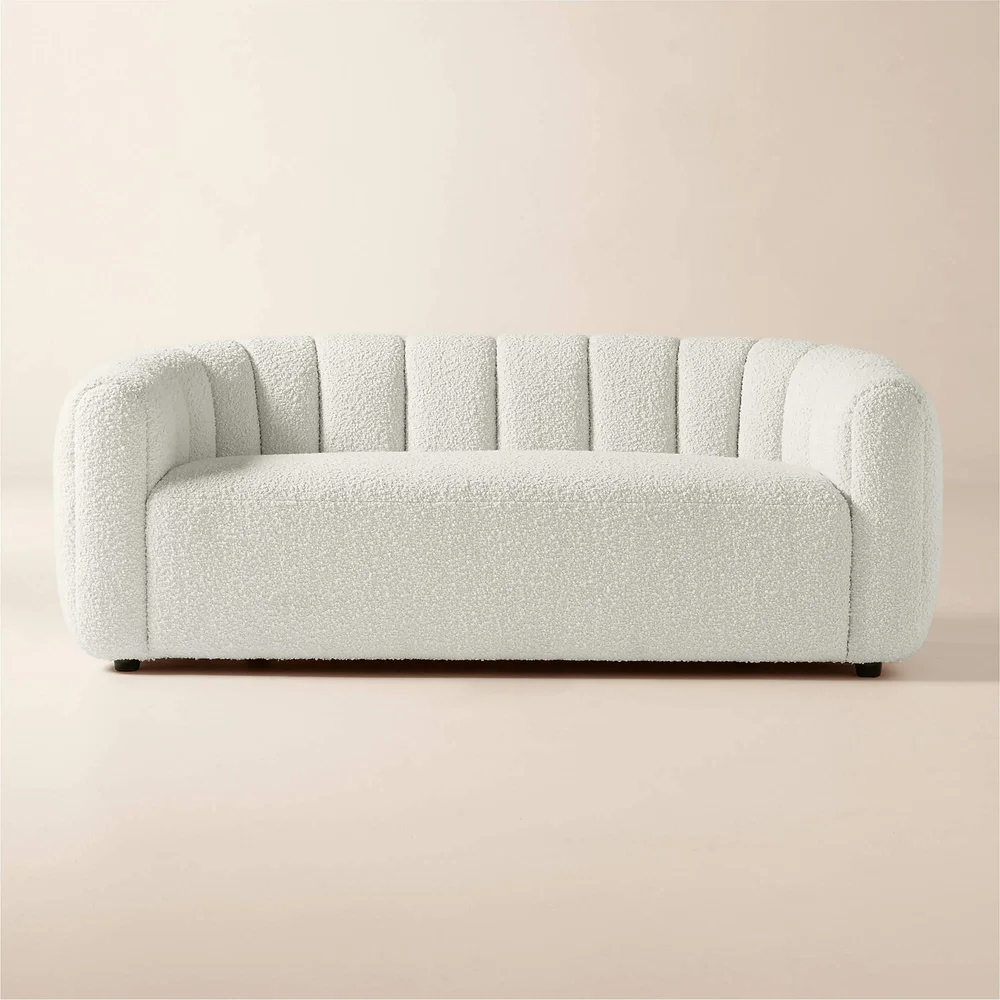 Fitz 72.5" Channeled White Boucle Loveseat