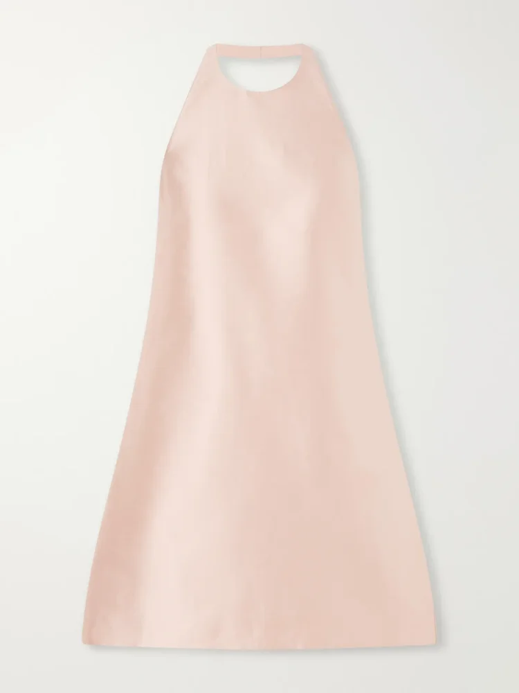 Pleated taffeta mini dress