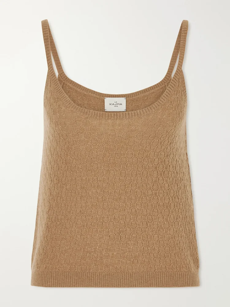 Fregene pointelle-knit cashmere top